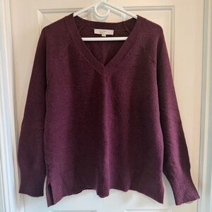LOFT Merlot V-Neck Sweater, size L